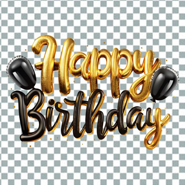 PSD happy birthday lettering with golden letters