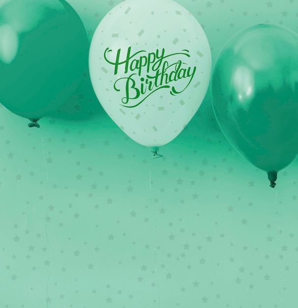 PSD С днем рождения монохромные шарики и конфетти