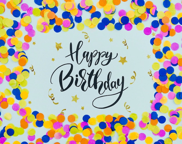 Happy birthday party confetti frame shape