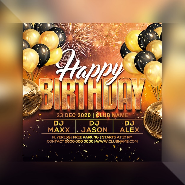 PSD happy birthday party flyer template