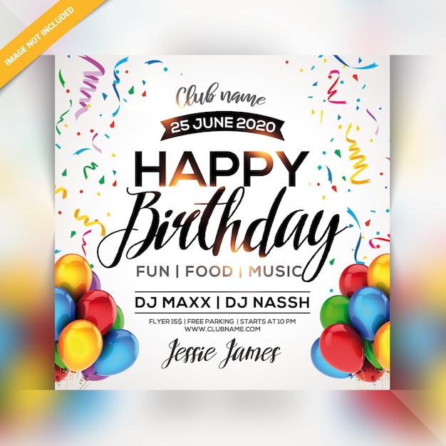 PSD happy birthday party flyer