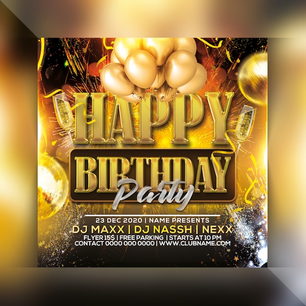 PSD happy birthday party flyer