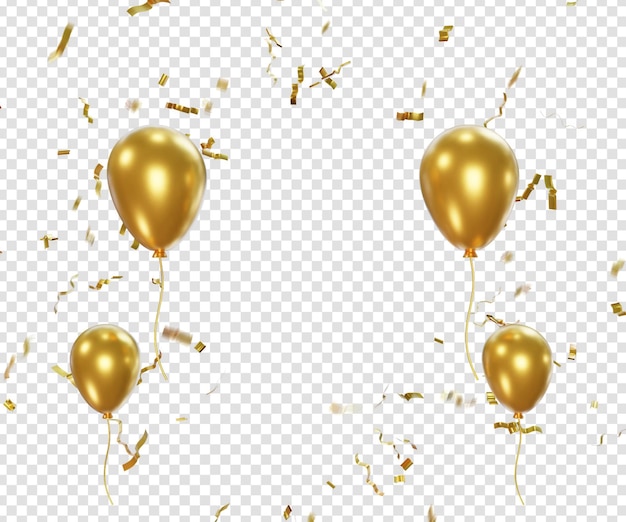 happy birthday party popper met gouden confetti en ballonnen