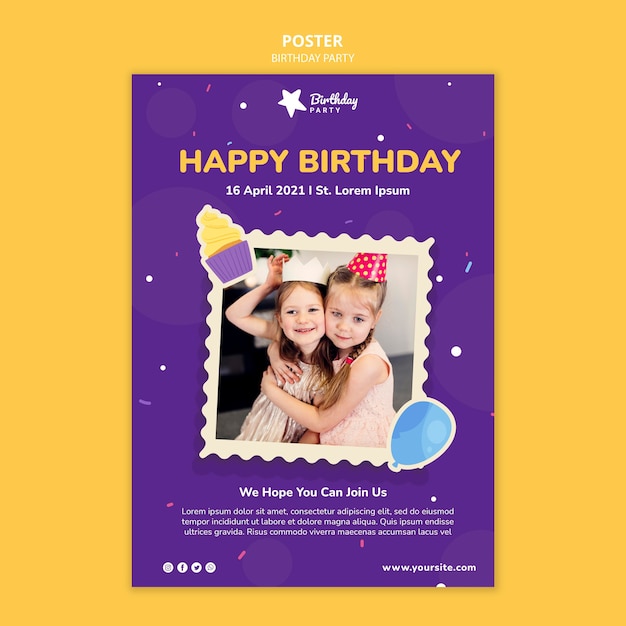 Happy birthday party poster template