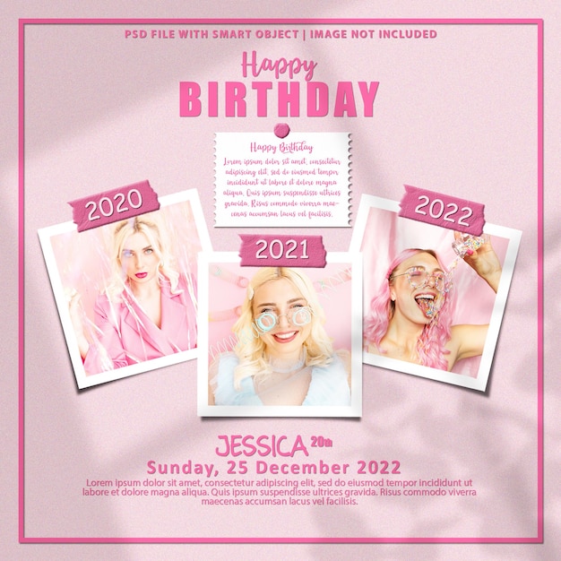 PSD happy birthday photo frame set mockup premium psd