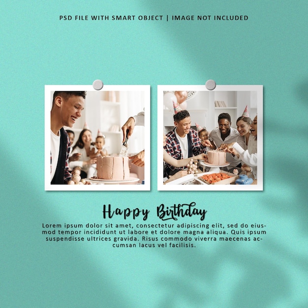 PSD happy birthday photo frame set mockup premium psd