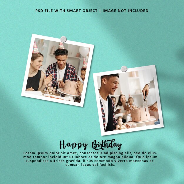 Happy birthday photo frame set mockup premium psd