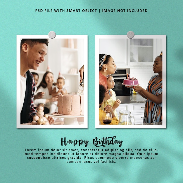 PSD happy birthday photo frame set mockup premium psd