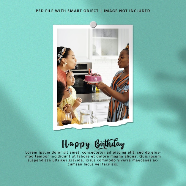 Happy birthday photo frame set mockup premium psd