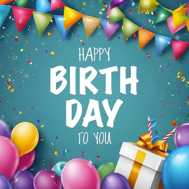 PSD happy birthday poster template with a colorful celebration theme