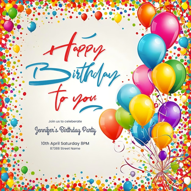 Happy birthday poster template with a colorful celebration theme