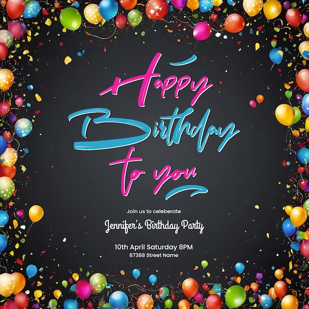 Happy birthday poster template with a colorful celebration theme