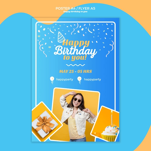 Happy birthday poster template