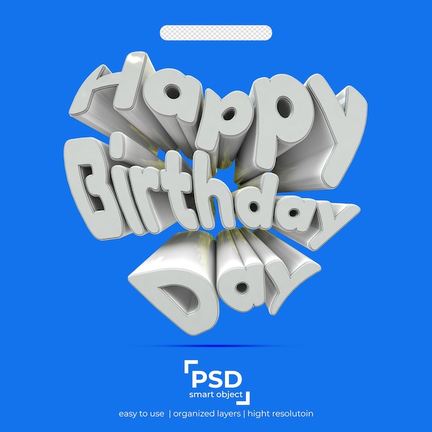 PSD happy birthday's day 3d op geïsoleerde witte achtergrondkleur