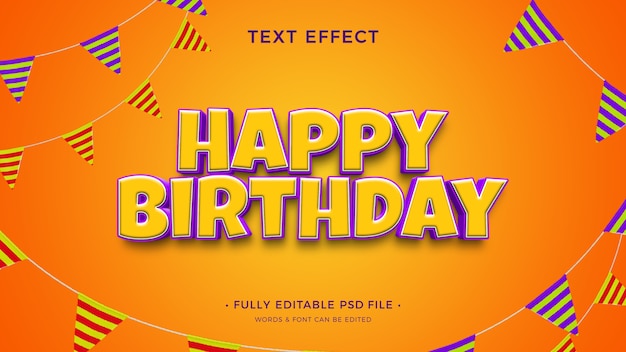 PSD happy birthday text effect design