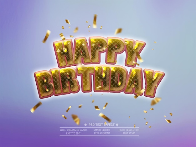 PSD happy birthday  text effect style template