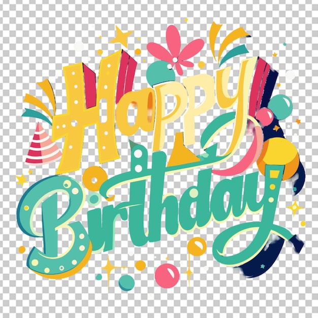 PSD happy birthday text transparent background