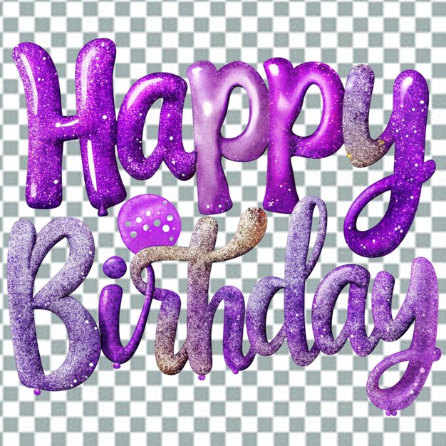 PSD happy birthday typography or calligraphy lettering with balloons