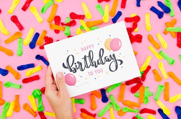 PSD happy birthday wish on paper sheet