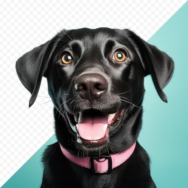 PSD happy black labrador dog on transparent background