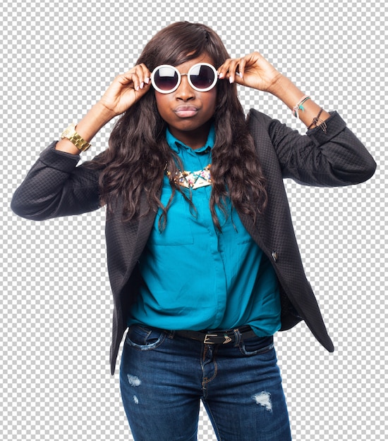 PSD happy black-woman with sunglasses