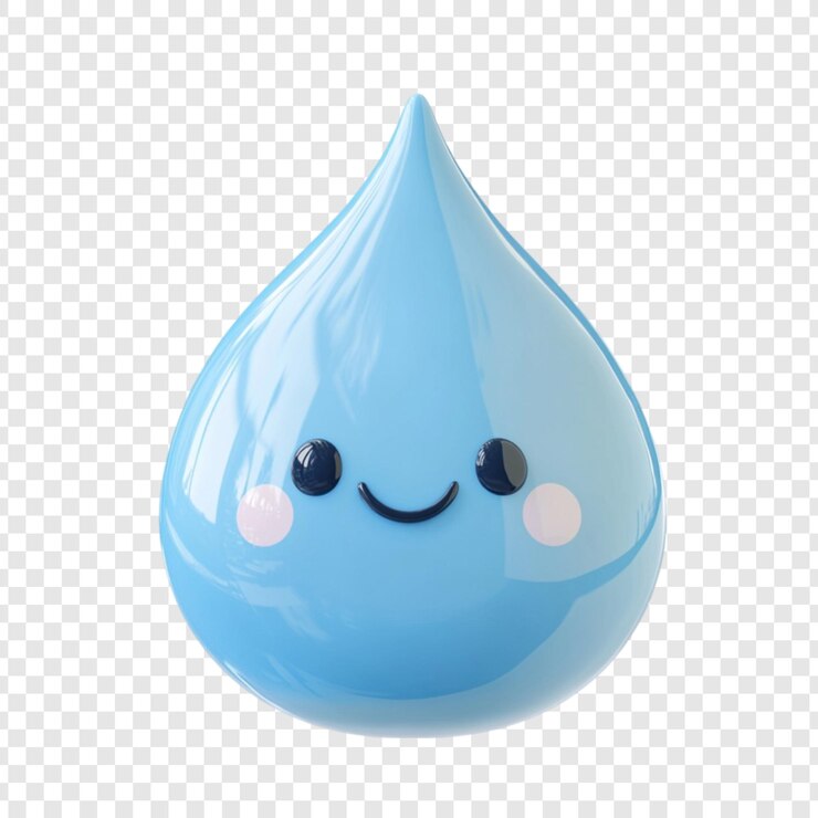 PSD счастливые голубые капли воды мультфильм 3d рендеринг иллюстрация