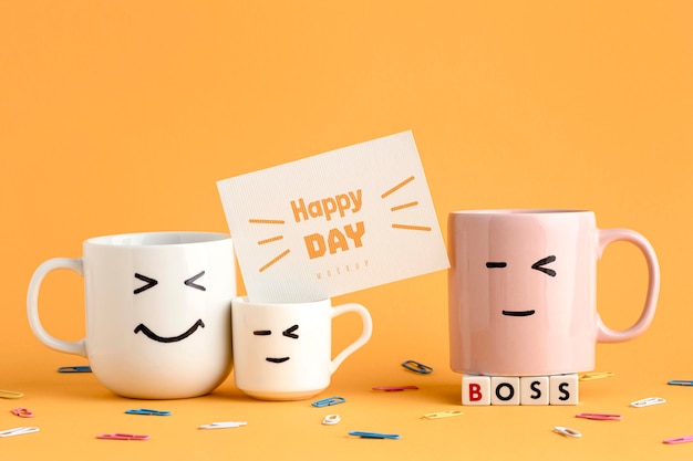 PSD happy boss's day with mugs