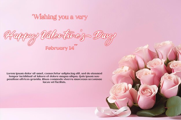 PSD Счастливые боксерские розы на розовом фоне и подарки горизонтальная композиция