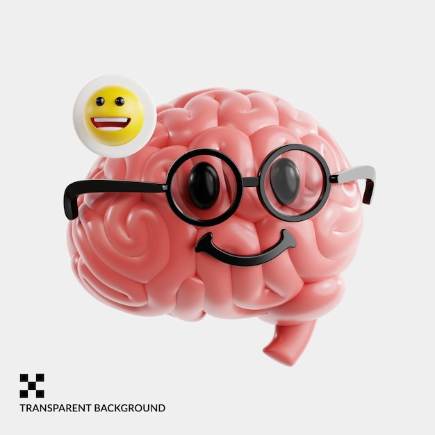 happy brain with glasses and smiley face