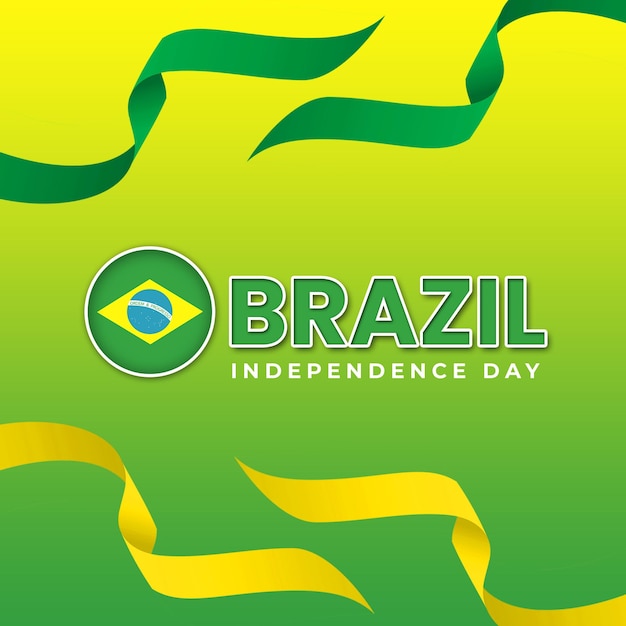 Happy brazil independence day banner template psd file editable with brazil flag