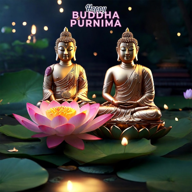 PSD happy buddha purnima background design