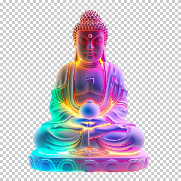 PSD happy buddha purnima gold buddha statue vesak day festival isolated on transparent background