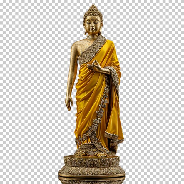 PSD happy buddha purnima gold buddha statue vesak day festival isolated on transparent background