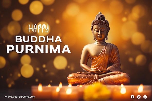 Happy buddha purnima and happy vesak day religious background for faith and peace