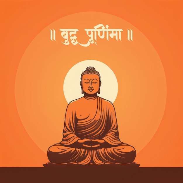 PSD felice buddha purnima illustrazione del signore buddha in meditazione