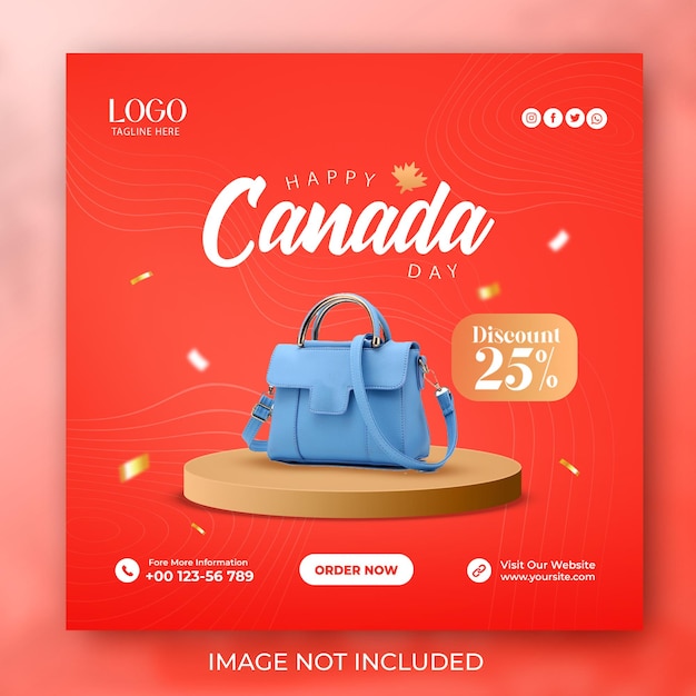 Happy canada day offer social media or instagram post template