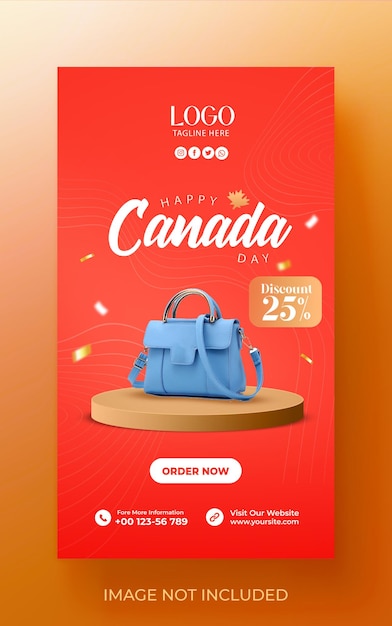 Happy canada day offer social media or instagram story template