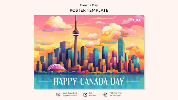 Volantino con modelli di poster happy day canada 2023