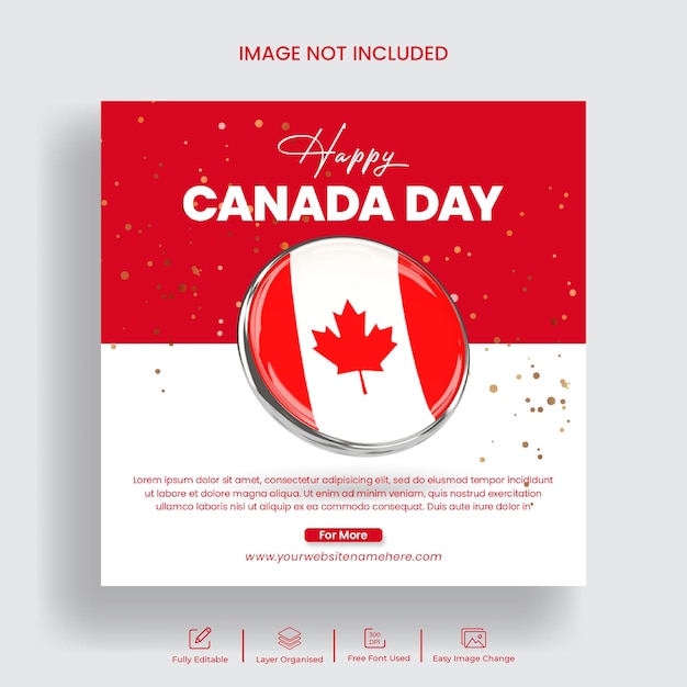 Happy canada day social media post banner or flyer template design