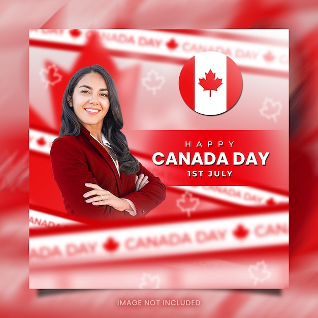 PSD happy canada day social media post banner ontwerpsjabloon bewerkbaar psd-bestand