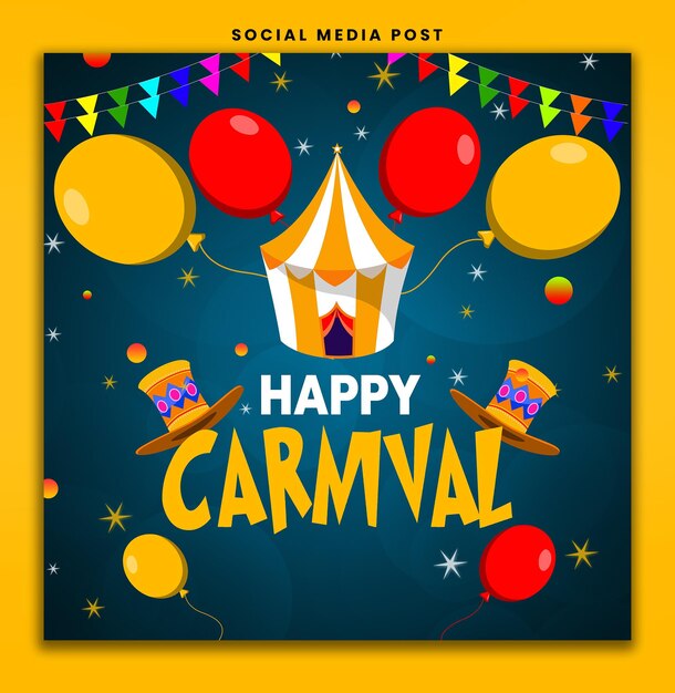 Happy Carnival Party Flyer Social Media Post-sjabloon