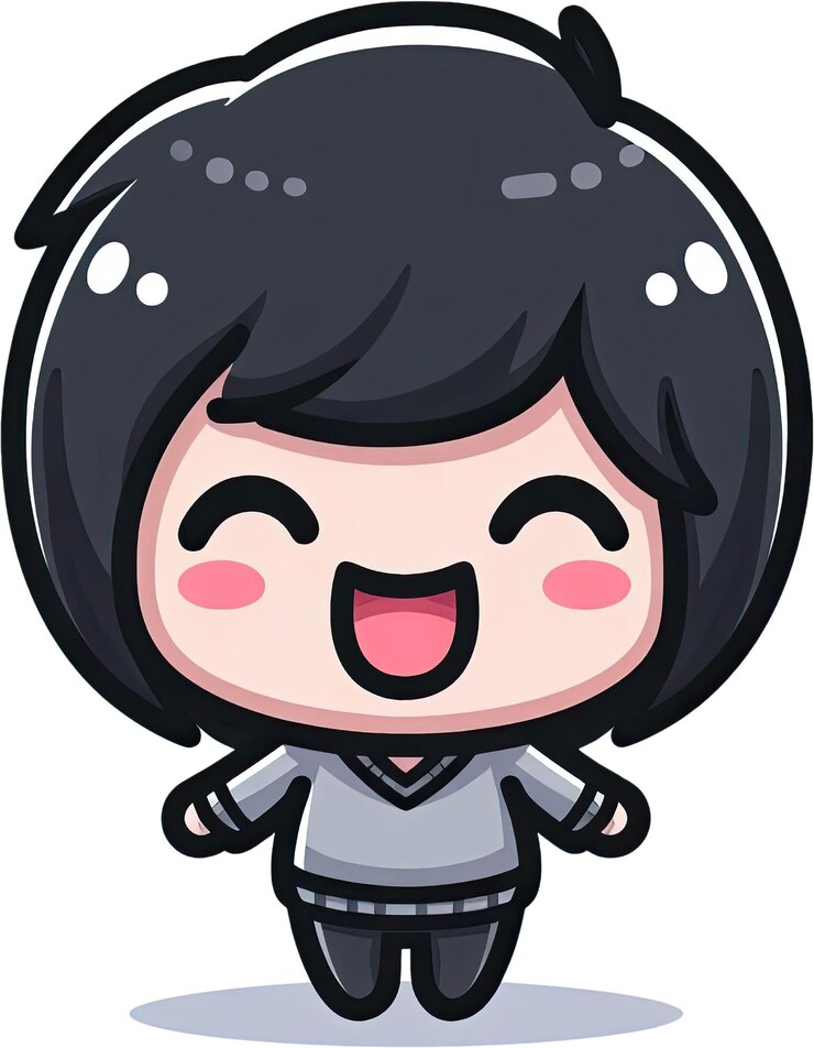 PSD 큰 미소를 짓는 행복한 만화 캐릭터
