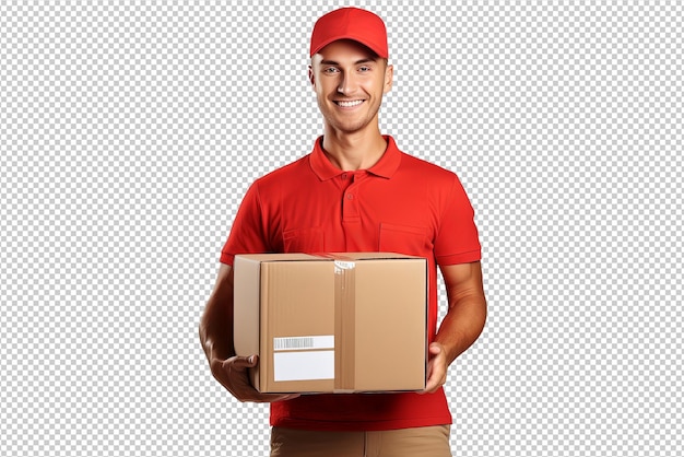 PSD happy caucasian delivery man