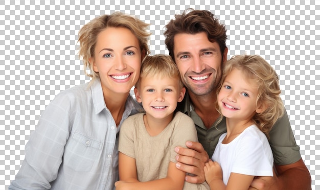 透明な背景に分離された幸せな白人家族