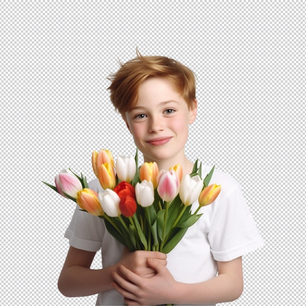 PSD 행복한 아이와 꽃