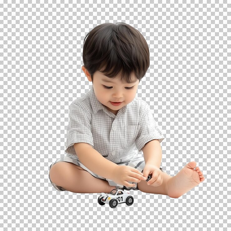 PSD 행복 한 아이 가 투명 한 배경 에 고립 되어 놀고 있다
