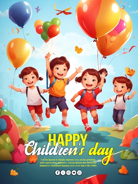 PSD happy children's day banner sui social media