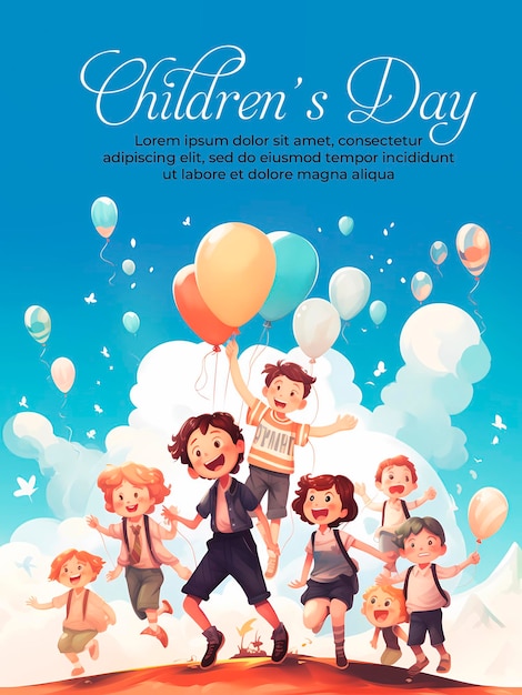 Happy Children's Day background design with kids playing concept