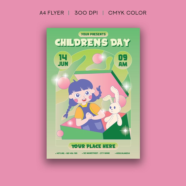 PSD happy children's day flyer