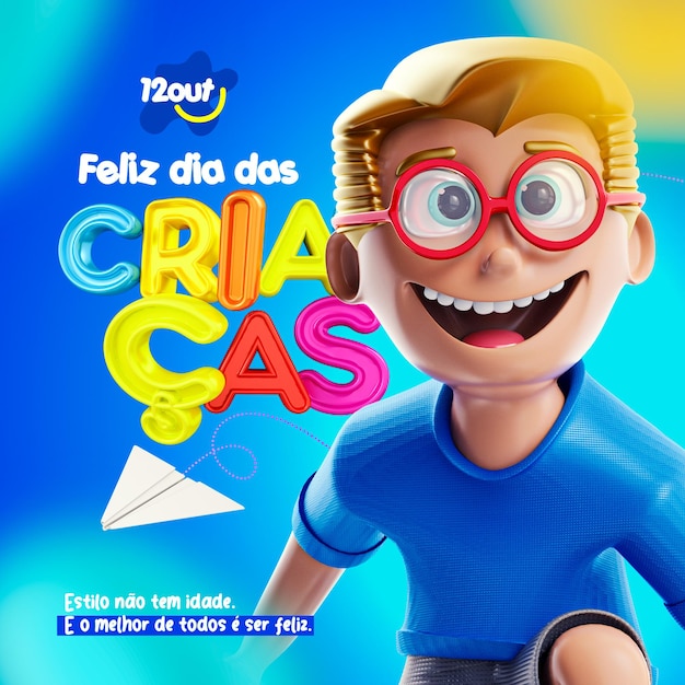 PSD happy children's day social media template in portuguese